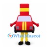 Fire Truck Mascot Costume in Red with Yellow Stripes