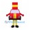 Fire Truck Mascot Costume in Red with Yellow Stripes