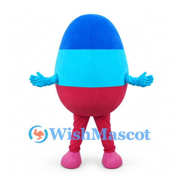 Egg Mascot Costume in Blue, Turquoise and Pink