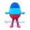 Egg Mascot Costume in Blue, Turquoise and Pink