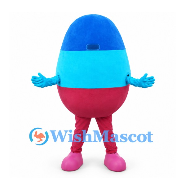 Egg Mascot Costume in Blue, Turquoise and Pink