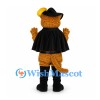 Cat Mascot Costume with Black Cape and Feathered Hat