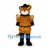 Cat Mascot Costume with Black Cape and Feathered Hat