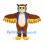 Owl Mascot Costume in Brown with Green Glasses and Blue Scarf