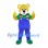 Bear Mascot Costume in Yellow with Blue Overalls