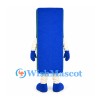 Rectangle Mascot Costume in Blue with Smiling Face
