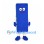 Rectangle Mascot Costume in Blue with Smiling Face