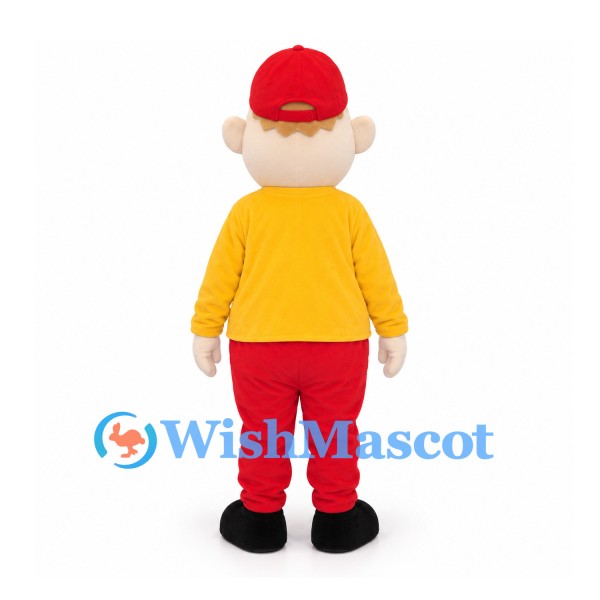Boy Mascot Costume with Red Cap and Yellow Shirt