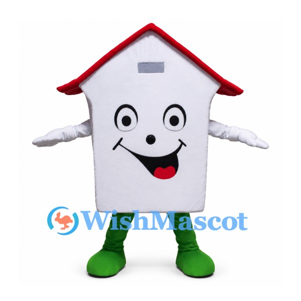 House Mascot Costume in White with Red Roof