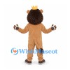 Lion Mascot Costume in Brown with Gold Crown