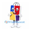 Shopping Bag Mascot Costume with Colorful Panels and Gray Handles