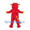 Dragon Mascot Costume in Red with Yellow Belly and Green Spines
