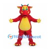 Dragon Mascot Costume in Red with Yellow Belly and Green Spines
