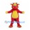 Dragon Mascot Costume in Red with Yellow Belly and Green Spines