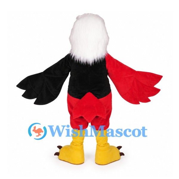 Eagle Mascot Costume in White with Red and Black Wings