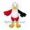 Eagle Mascot Costume in White with Red and Black Wings