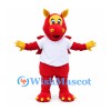 Dragon Mascot Costume in Red with White T-Shirt
