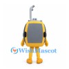 Cable Car Mascot Costume in Yellow with Gray Hanger