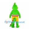 Dragon Mascot Costume in Green with Yellow Shorts