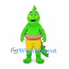 Dragon Mascot Costume in Green with Yellow Shorts