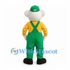 Elephant Mascot Costume with Green Cap and Overalls