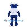 Bull Mascot Costume in Blue with White T-Shirt