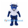 Bull Mascot Costume in Blue with White T-Shirt