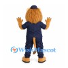 Lion Mascot Costume with Navy Uniform and Cap