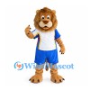 Lion Mascot Costume with White and Blue Sports Uniform