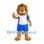 Lion Mascot Costume with White and Blue Sports Uniform