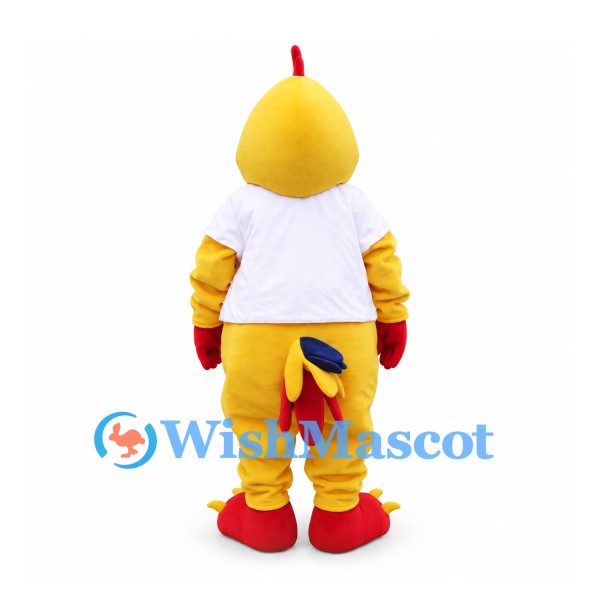 Rooster Mascot Costume in Yellow with White T-Shirt
