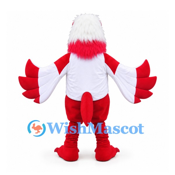 Eagle Mascot Costume in Red and White with Spread Wings