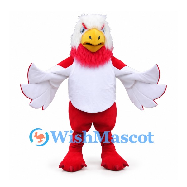 Eagle Mascot Costume in Red and White with Spread Wings