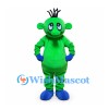 Green Monster Mascot Costume with Black Hair and Blue Shoes
