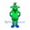 Green Monster Mascot Costume with Black Hair and Blue Shoes