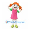 Girl Mascot Costume with Orange Pigtails and Pink Dress