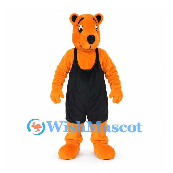 Tiger Mascot Costume in Orange with Black Overalls