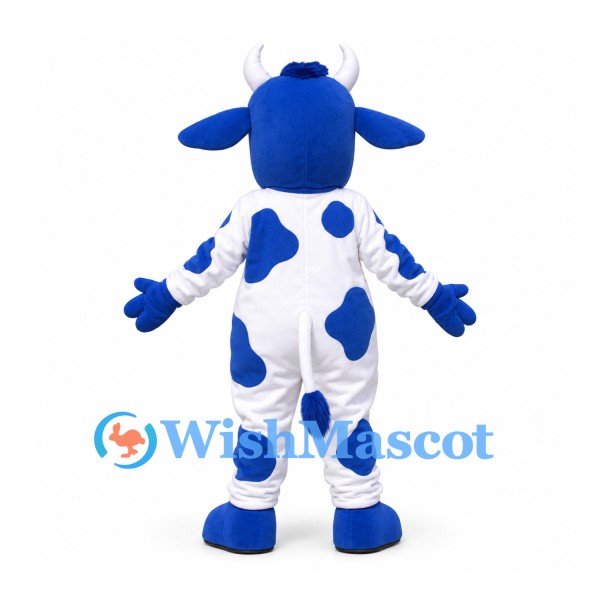 Cow Mascot Costume in White with Blue Spots