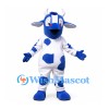 Cow Mascot Costume in White with Blue Spots