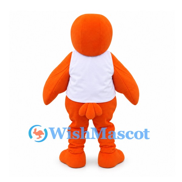 Bird Mascot Costume in Orange with White Belly and Red Beak