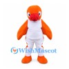 Bird Mascot Costume in Orange with White Belly and Red Beak