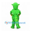 Dragon Mascot Costume in Green with Yellow Belly and Small Wings