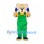 Bear Mascot Costume with Green Overalls and Yellow Shirt