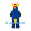 Dragon Mascot Costume in Blue with Yellow Spines and Red Crest