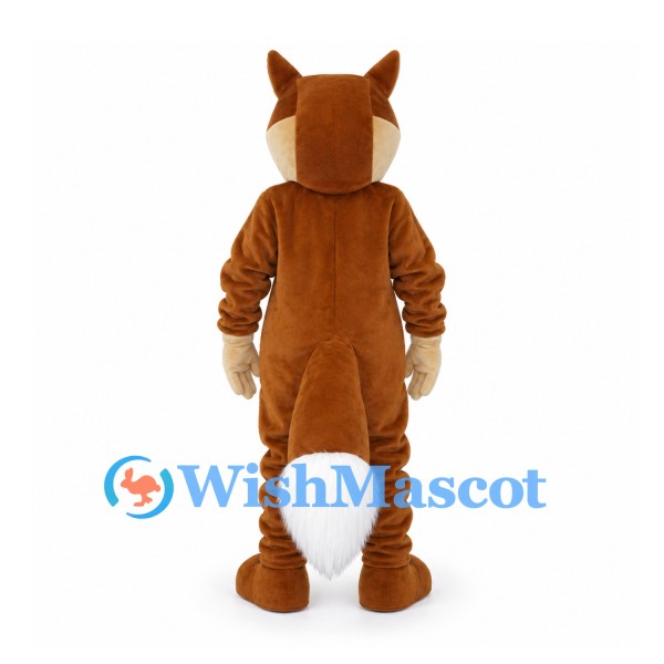Fox Mascot Costume in Brown with Cream Belly and White-Tipped Tail