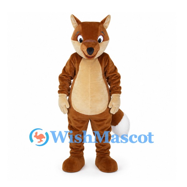 Fox Mascot Costume in Brown with Cream Belly and White-Tipped Tail