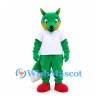 Fox Mascot Costume in Green with White T-Shirt