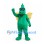 Dragon Mascot Costume in Green with Yellow Wings and Black Mask
