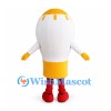 Light Bulb Mascot Costume in White with Yellow Base