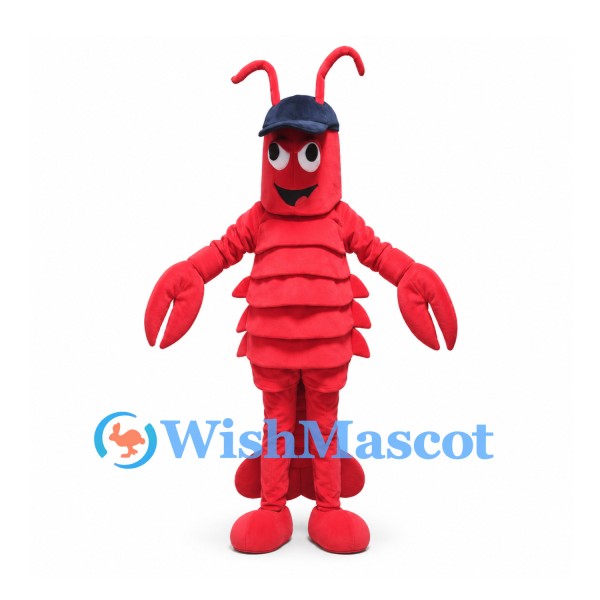 Lobster Mascot Costume in Red with Black Cap